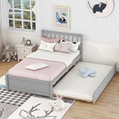 Whisen Modern Design Wooden Twin Size Platform Bed Frame with 2 Drawers/ Trundle