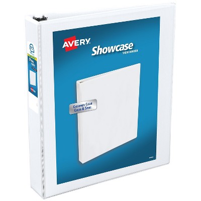 Avery Showcase 1 1/2" 3-Ring View Binders Slant Ring White (19651)
