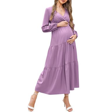 knee length dresses for ladies Mide Maxi Dress with Long Flowy Sleeves in Deep Pink 2XL / Deep Pink main image 1