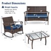 Tangkula Set of 4 Wicker Rocking Set 2 Patio Rattan Rocker Chairs w/Loveseat & Coffee Table Heavy-Duty Metal Frame & Bungee Rope Seat Navy - 3 of 4