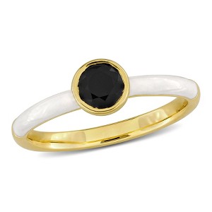 EVERLY JEWELRY | Yellow Plated Sterling Silver 5/8 CT TGW Black Spinel Fashion Ring - 1 of 4