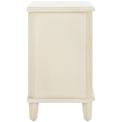 Transitional White Wood & Metal Nightstand with 3 Storage Drawers