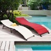 Tangkula 2PCS Outdoor Patio Rattan Wicker Lounge Chair Chaise Folding W/ Reversible Cushions Red & White - 2 of 4
