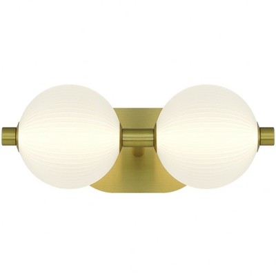 Gold Opal Ribbed Glass 2-Light Dimmable Vanity Fixture