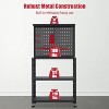 32" Heavy-Duty Steel Workbench with Hooks & 2-Tier Shelves - 650 Lbs Capacity Metal Tool Organizer, Garage Workshop Workstation for Tools, Gardening - 3 of 4