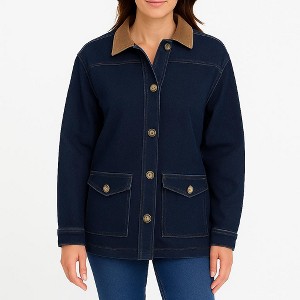 da-sh Women's Medium Wash Denim Barn Coat - 1 of 4