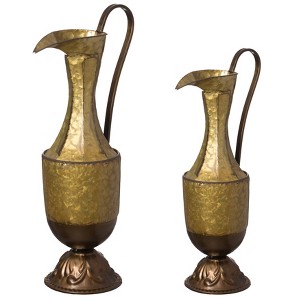 Uniquewise Decorative Antique Style 1 Handle Metal Jug Floor Vase for Entryway, Living Room, or Dining Room Elegant Home Decor Accent - 1 of 4