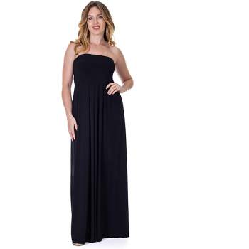 24seven Comfort Apparel Womens Pleated A Line Strapless Maxi Dress With Pockets