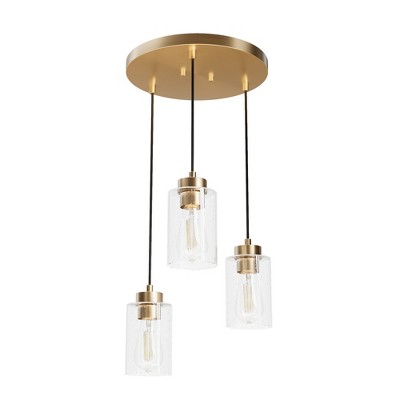 3-Light Hartland Seeded Glass Round Pendant Cluster Ceiling Light Fixture - Hunter Fan