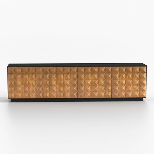 Luck Live Medieval Modern 87.79 Inch Tv Stand With Storage Cabinets And Adjustable Shelves, Living Room Storage Cabinet Black - 1 of 4