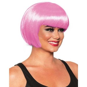 Underwraps Bob Cut One Size Adult Costume Wig | Bubble Gum Pink - 1 of 2