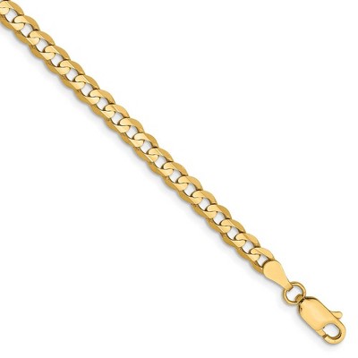 Black Bow Jewelry 3.8mm, 14k Yellow Gold, Open Concave Curb Chain Bracelet