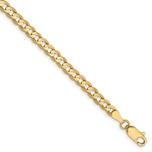 Black Bow Jewelry 3.8mm, 14k Yellow Gold, Open Concave Curb Chain Bracelet - 1 of 4
