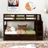 Twin Over Twin Stairway Bunk Bed with Trundle and Storage Shelves, Convertible Pine Wood Frame - 2 of 4