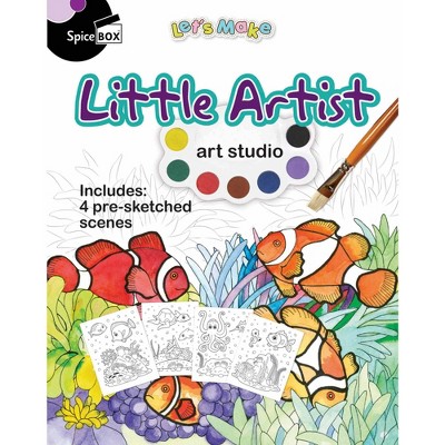 Spicebox Little Artist Watercolor Painting Kit for Kids – Includes Watercolor Paints, Brushes, Paper & Instruction Book