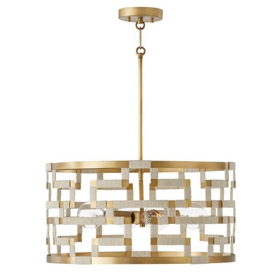 Capital Lighting Hala 4 - Light Pendant in  Bleached Natural Jute/Patinaed Brass