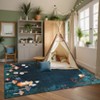 Floral Bordered Accent Carpet, Non-Slip Geometric Floor Cover, Stain-Resistant Low Pile Indoor Mat for Playroom, Living Room - 4 of 4
