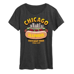 Women's - Instant Message - Chicago Hot Dog Skyline Short Sleeve Graphic T-Shirt - 1 of 4