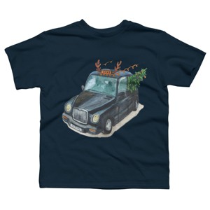 Boy's Design By Humans Christmas Cab By ValerieShephard T-Shirt - 1 of 3