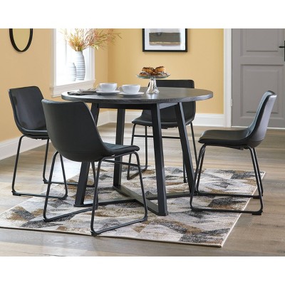 Centiar 42" Contemporary Industrial Black/Gray Round Dining Table