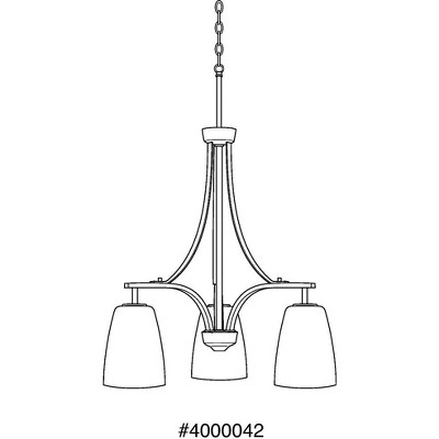 Progress Lighting Leap 3-Light Chandelier, Brushed Nickel, Etched Glass Shades