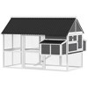 PawHut Chicken Coop with Run, Large Wooden Chicken House with 2 Nesting Boxes, 2 Roosting Bars, Ramp & Tray, Poultry Cage for 6-8 Chickens, Gray - 4 of 4