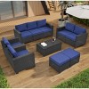 ELJGET 10PCS Outdoor Patio Wicker Furniture Set Cushioned Sectional Sofa Storage Coffee Table Blue Cushion - 2 of 4