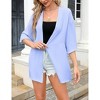 Coolmee Women's Open Front Chiffon Cardigan Casual Sheer 3/4 Sleeve Cardigan Beach Cover Ups - 2 of 4