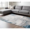 Gray Blue And Ivory Abstract Area Rug With Fringe - 2 of 4