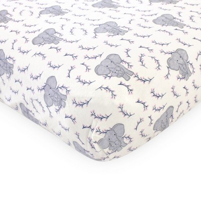 Organic Cotton Jersey Crib Sheet Set with Elephant Print