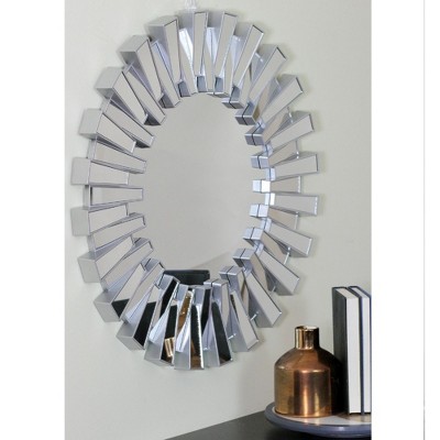 Aztec Inspired Sparkling Silver Sunburst Full-Length Mirror