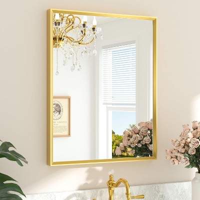 24x30 Inch Brushed Nickel Bathroom Mirror, Beveled Frame with Tempered Glass for Over Sink