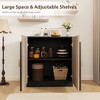 Mid-Century Modern Buffet Cabinet with Fluted Design & Arched Doors, Storage Sideboard for Dining Room, Living Room, Kitchen, Adjustable Shelves - 4 of 4
