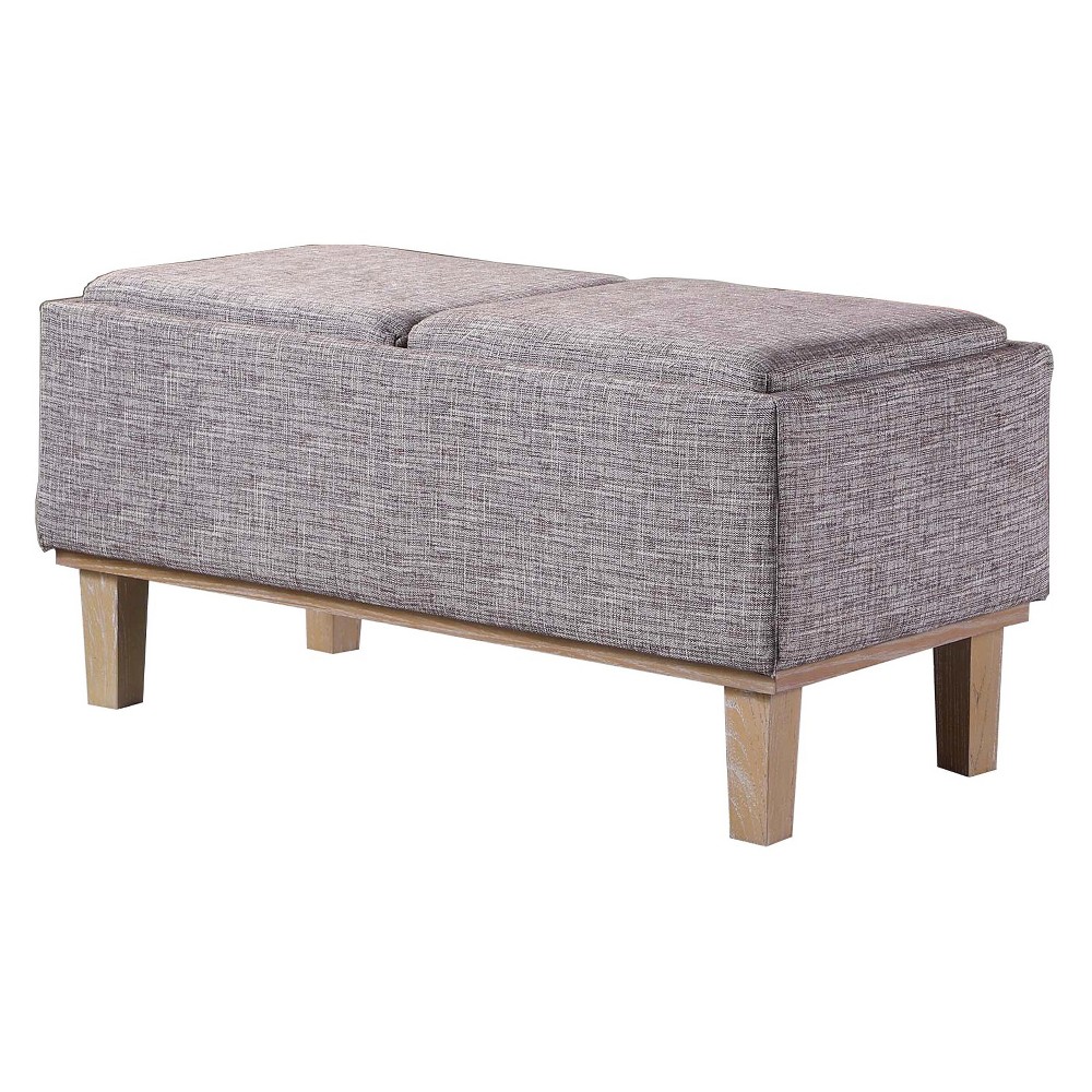 Photos - Chair Storage Bench with Wood Legs - Gray - Ore International