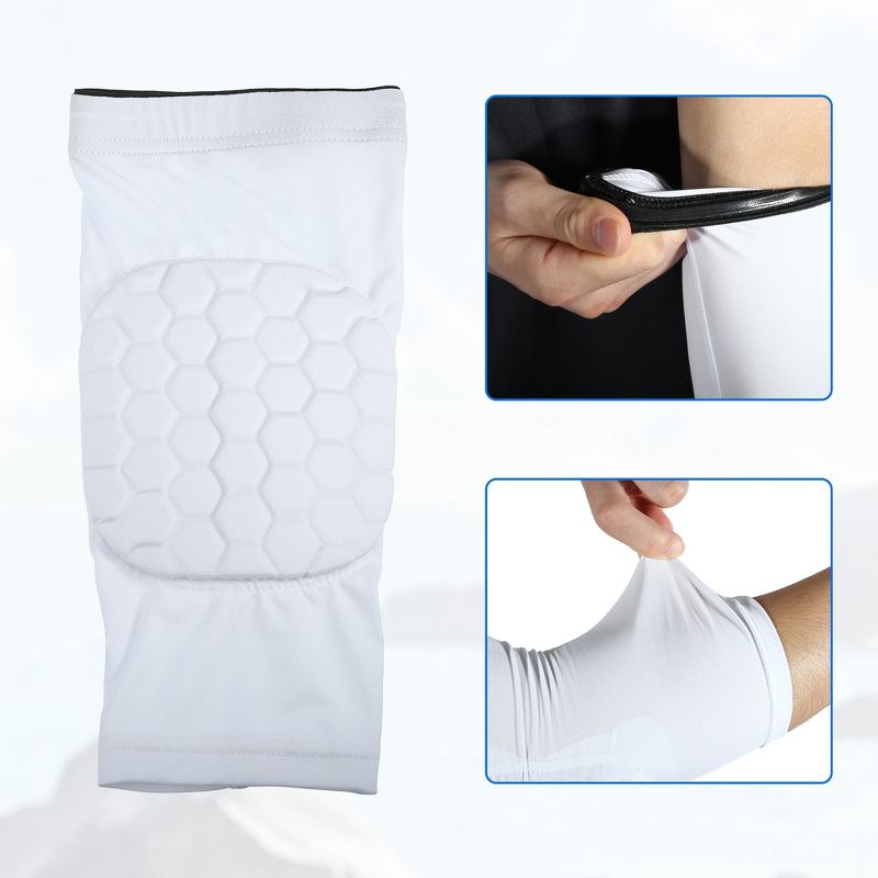 Unique Bargains 2pcs Elbow Brace Support Sleeve Elbow Pad Sleeve for Women Men White M Size, 3 of 4