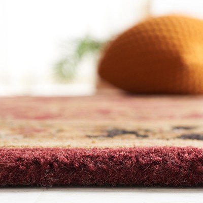 Handmade Red and Black Wool Rectangular Area Rug