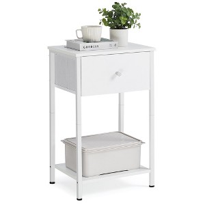 Nightstand Side Fabric Drawer 24-Inch Tall End Table with Storage Shelf Bedroom - 1 of 4