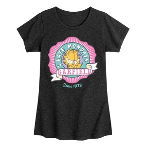 Girls' - Garfield - I Hate Mondays Badge Fitted Short Sleeve Graphic T-Shirt - 1 of 4