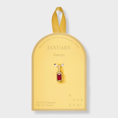 14K Gold Dipped Rectangle Birthstone Charm - A New Day™