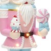 LuxenHome Lighted Nutcracker Pink Soldier with Cake, Battery Operated Holiday Decoration - 3 of 4