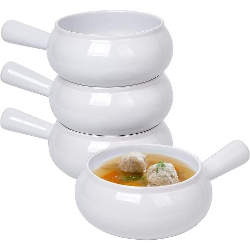 Bruntmor 24 Oz x 4 Soup Mugs White - French Onion Soup Bowls W