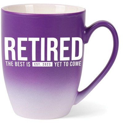 Elanze Designs Retired The Best Is Yet To Come Est 2023 Two Toned Ombre Matte Purple and White 12 ounce Ceramic Stoneware Coffee Cup Mug