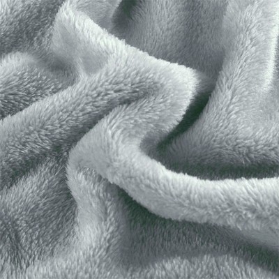 Full Light Gray Polyester Flannel Fleece Blanket