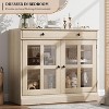 Acekool Sideboard Buffet Cabinet with Glass Doors, Drawer & Adjustable Shelves, 35.4" Modern Storage Cabinet for Dining Room Kitchen, White - 4 of 4
