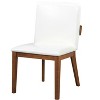 ModernLuxe Set of 2 Dining Chair PU Leather Upholstered Accent Chair with White Glossy Cushioned Seat&Wood Frame,Arm Chair Armless Chair, Black/Walnut - 3 of 4