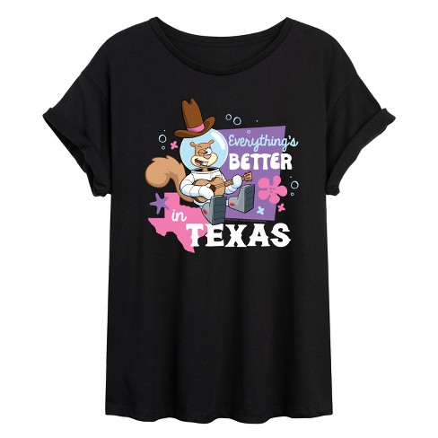 Women's - SpongeBob SquarePants - Everythings Better In Texas Oversized Graphic T-Shirt - image 1 of 4