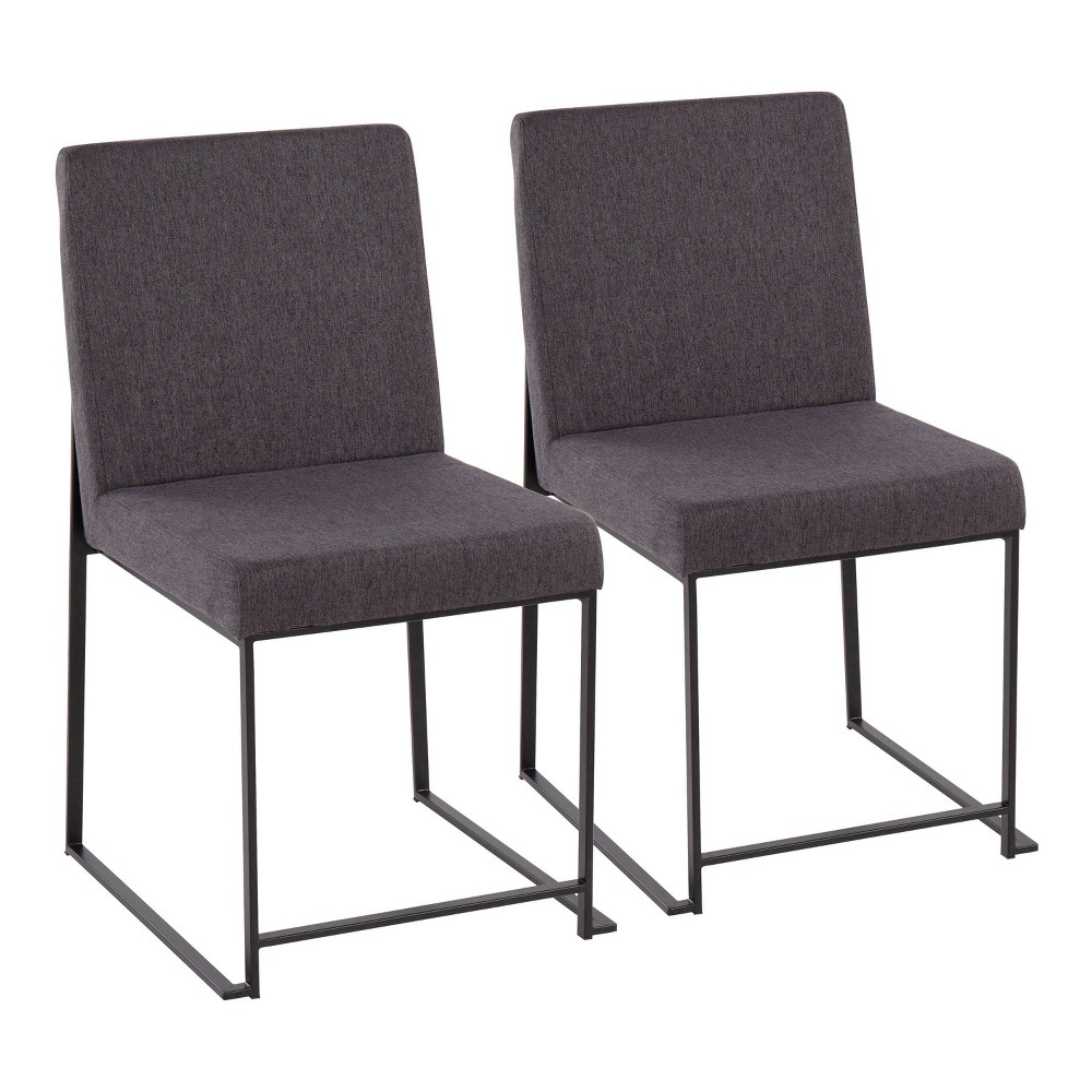 Set of 2 Highback Fuji Polyester/Steel Dining Chairs Black/Charcoal - LumiSource