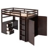 TIRAMISUBEST Twin/Full size Loft Bed with 3 Storage Drawers, Bulit-in Desk and Wardrobe, Solid Wood Loft Bedframe w/ Storage Shelf, Ladder & Guardrail - 4 of 4