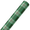 96"x30" Christmas Wrapping Paper Green Plaid - 2 of 4