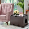 Costway Cat Litter Box Cabinet Furniture Cat Washroom Storage Bench Brown - 2 of 4